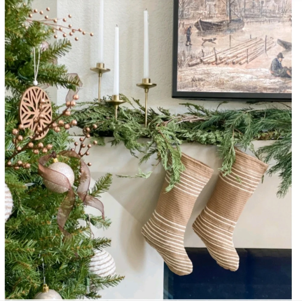 LAST 1!🎄 Striped Stocking Tan - Threshold designed with Studio McGee 1 stocking - Picture 1 of 12